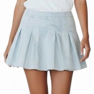 PacSun Light Blue / White Pleated Denim Mini Skirt Size 22 Y2K Style